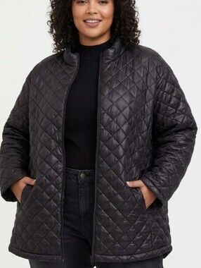 torrid Black Quilted Zip-Front Puffer Weather & Wind Resistant Jacket